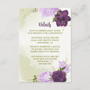 Carte D'accompagnement fleurs violettes feuilles vertes