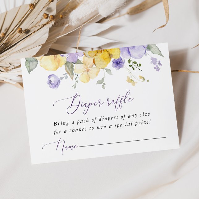 Carte D'accompagnement Fleurs violettes, Fleurs Jaunes, Raffle de couches (Créateur téléchargé)
