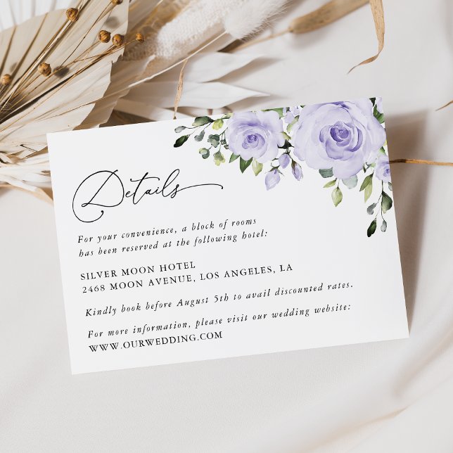 Carte D'accompagnement Fleurs violettes, Fleurs Lilac, Détails Mariages (Créateur téléchargé)