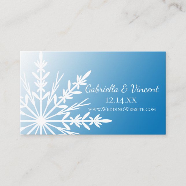 Carte D'accompagnement Flocon de neige blanc sur le site du Mariage bleu (Devant)