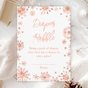Carte D'accompagnement Flocons de neige en or rose pour le tirage au sort