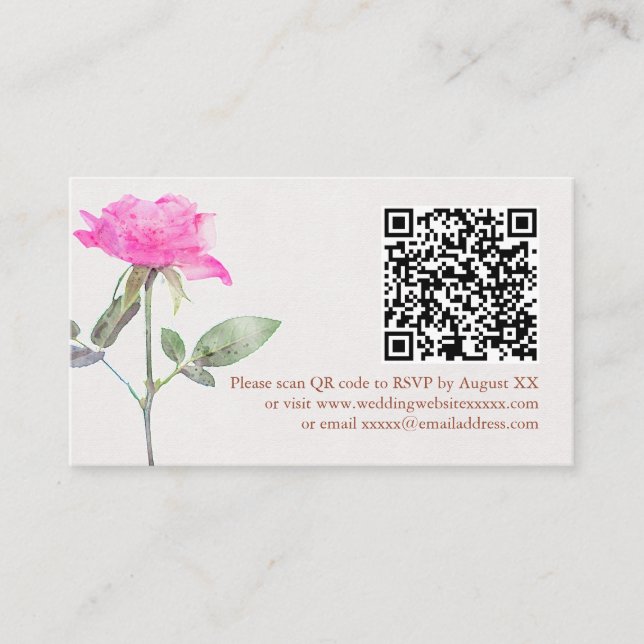 Carte D'accompagnement Floral Aquarelle Rose Mariage en terre cuite (Devant)