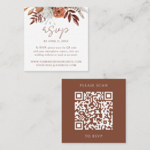 Carte D'accompagnement Floral Automne Moderne Site Mariage QR Code RSVP