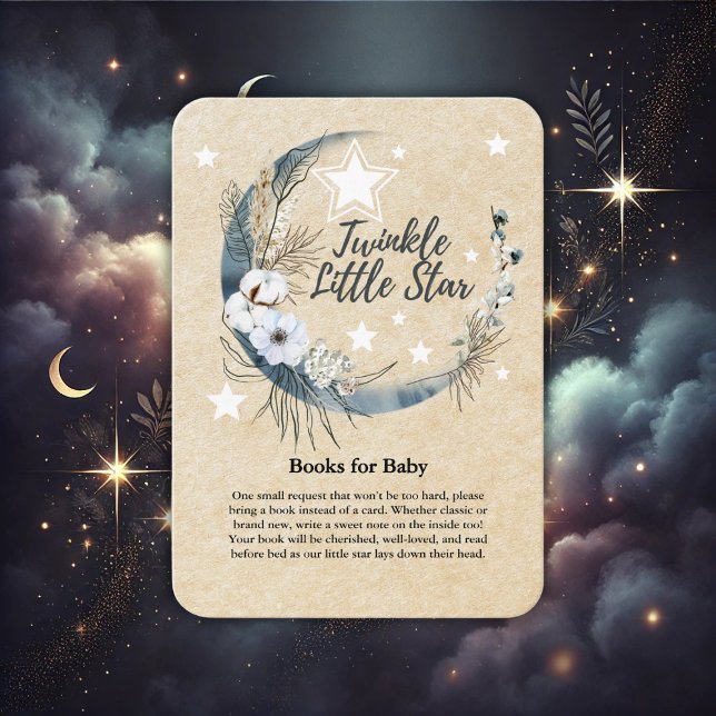 Carte D'accompagnement Floral Blanc Twinkle Petit Baby shower étoile (Créateur téléchargé)