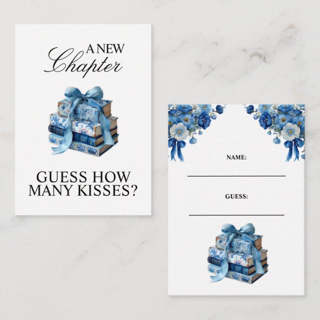 Carte D'accompagnement Floral Bleu Une nouvelle Fête des mariées de chapi (Devant / Derrière)