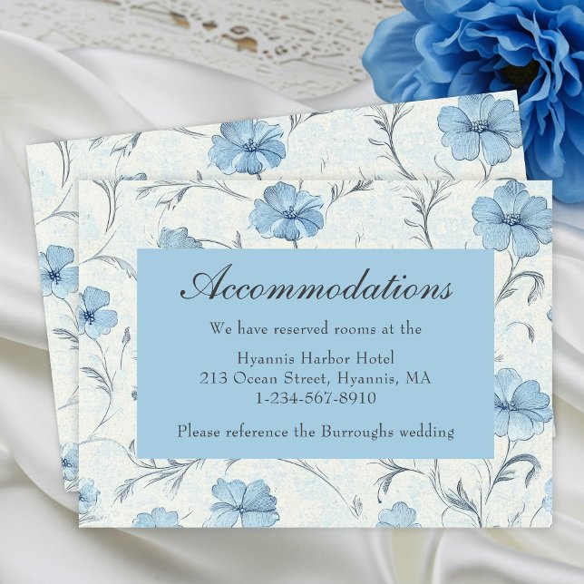Carte D'accompagnement Floral Blue Country Garden Mariages Hébergements (Créateur téléchargé)