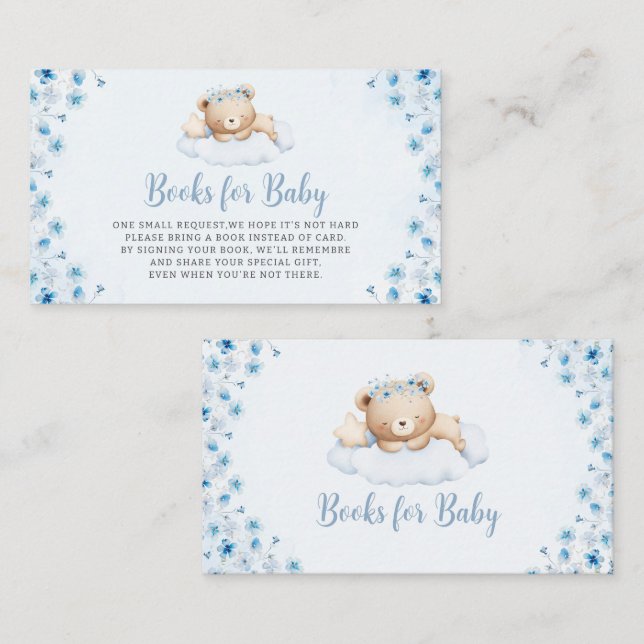 Carte D'accompagnement Floral Boho Teddy Bear Baby shower Demande de rése (Devant / Derrière)