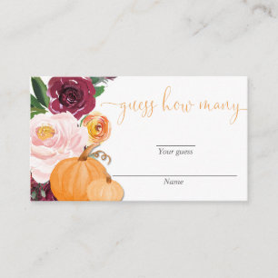 Carte D'accompagnement Floral bourgogne automne citrouilles devinez combi