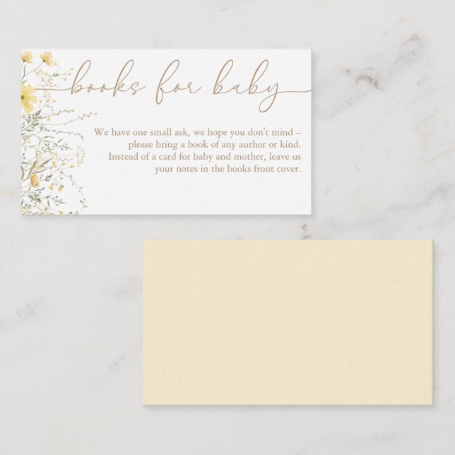 Carte D'accompagnement Floral d'or | Livres Fleurs sauvages pour bébé (Devant / Derrière)