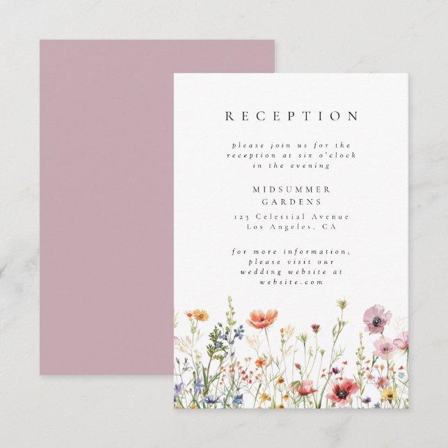 Carte D'accompagnement Floral Garden Wedding Reception Enclosure Card (Devant / Derrière)