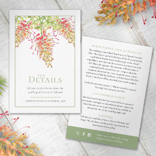 Carte D'accompagnement Floral Grevillea Loopy Lou détails mariage