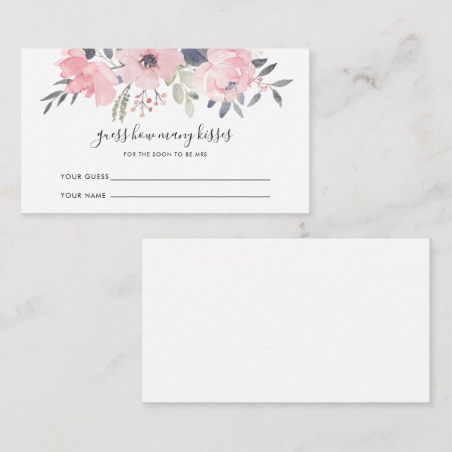 Carte D'accompagnement Floral Guess Kisses Mariage Shower (Devant / Derrière)
