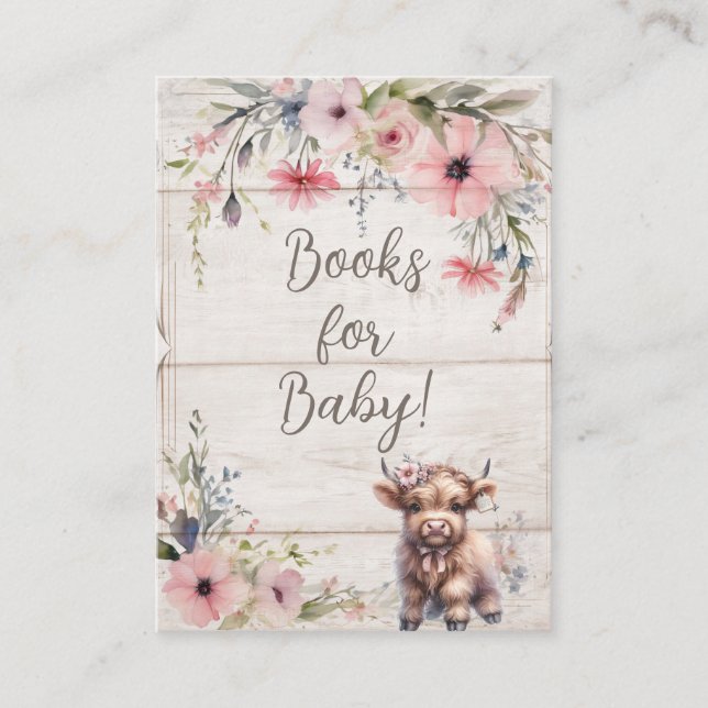 Carte D'accompagnement Floral Highland Cow Cute Livres adorables pour béb (Devant)