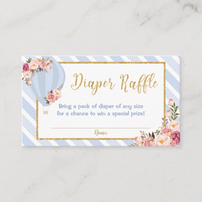 Carte D'accompagnement Floral Hot Air Balloon Baby Boy Diaper Raffle (Devant)