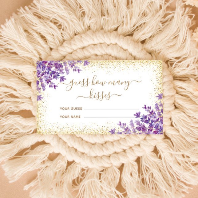 Carte D'accompagnement Floral Lavender Gold Frame Combien de baisers jeu (Créateur téléchargé)