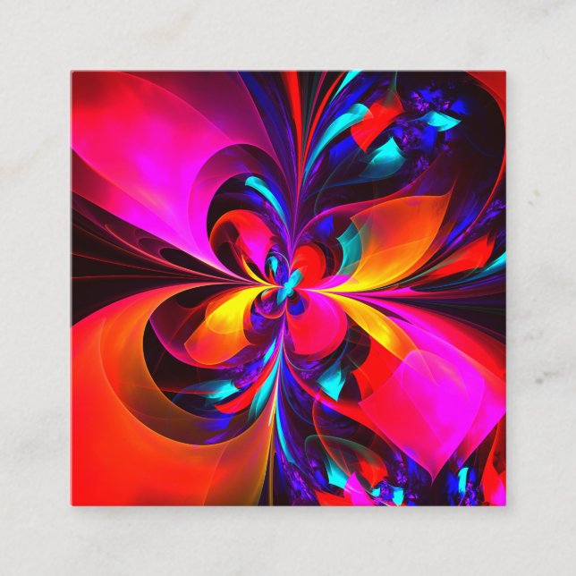 Carte D'accompagnement Floral moderne Art Abstrait Rouge Bleu Motif #07 (Devant)