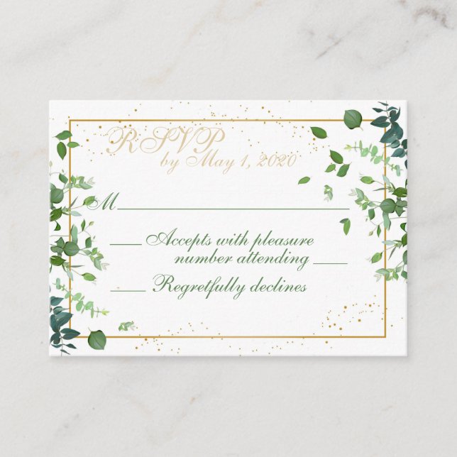 Carte D'accompagnement Floral or RSVP (Devant)