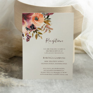 Carte D'accompagnement Floral Orange Bourgogne Accueil Mariage Beige