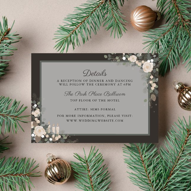Carte D'accompagnement Floral Pine Holiday Détails Noël hiver (Créateur téléchargé)