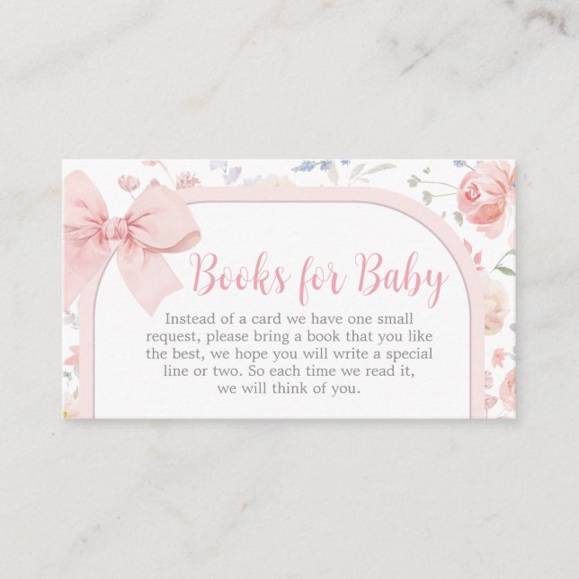 Carte D'accompagnement Floral Pink Bow Baby in Bloom Livres pour bébé (Devant)
