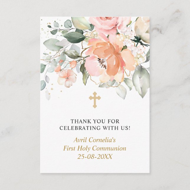 Carte D'accompagnement Floral Premier Saint-Merci Communion (Devant)