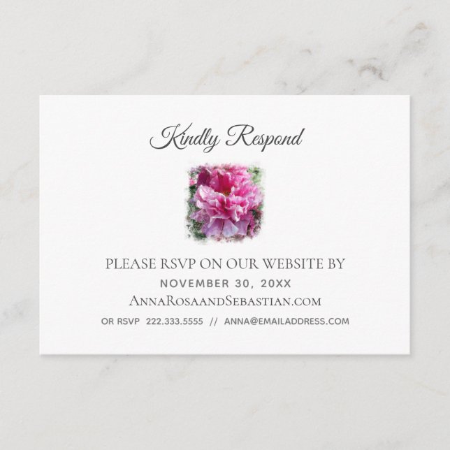 Carte D'accompagnement *~* Floral QR code Website AR1 Wedding RSVP Enclo (Devant)