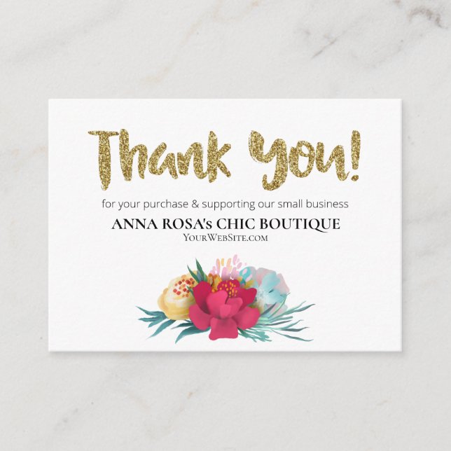 Carte D'accompagnement *~* Floral ROSE QR Logo MERCI Review AP8 (Devant)