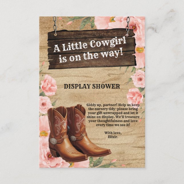 Carte D'accompagnement Floral Rustic Boots Baby shower (Devant)
