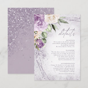 Carte D'accompagnement Floral Sparkles Détails du Mariage Mauve ID889
