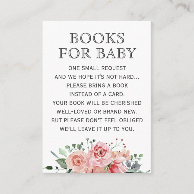Carte D'accompagnement Floral Spring Rose Livres pour Baby shower Sprinke (Devant)