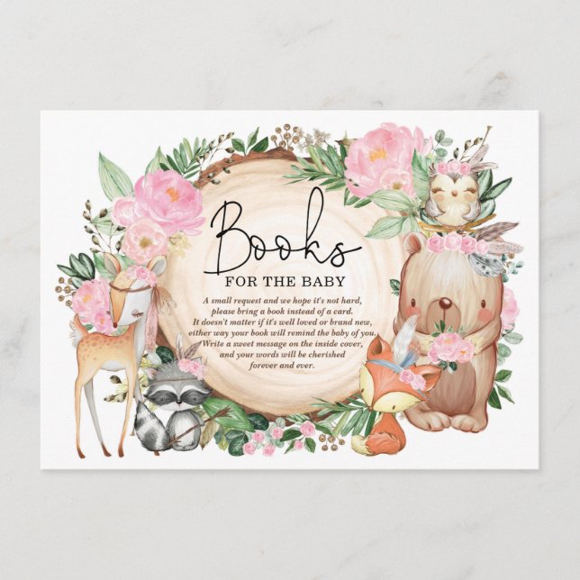 Carte D'accompagnement Floral Tribal Woodland Animals Livres pour Baby Gi (Devant)