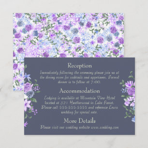 Carte D'accompagnement Floral violet, calligraphie gris Détails du Mariag
