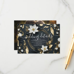 Carte D'accompagnement Floral Wreath Information Mariage Détails Photo
