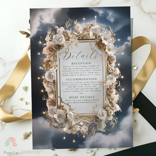 Carte D'accompagnement Florales étonnantes accentuées avec Mariage d'or (Créateur téléchargé)
