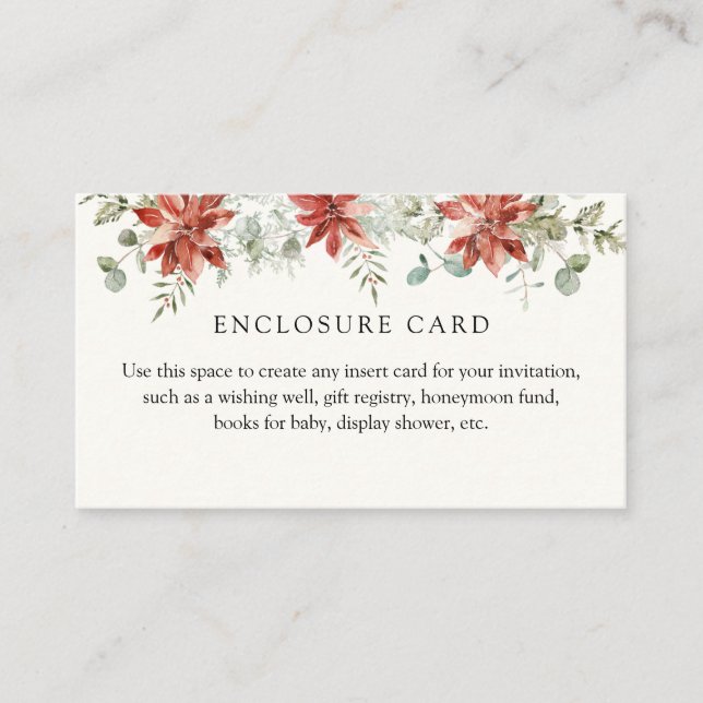 Carte D'accompagnement Floralie hivernale et Poinsettia personnalisés (Devant)