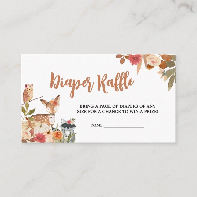 Carte D'accompagnement Flore Automne Bois Baby shower Déchets Raffin (Devant)