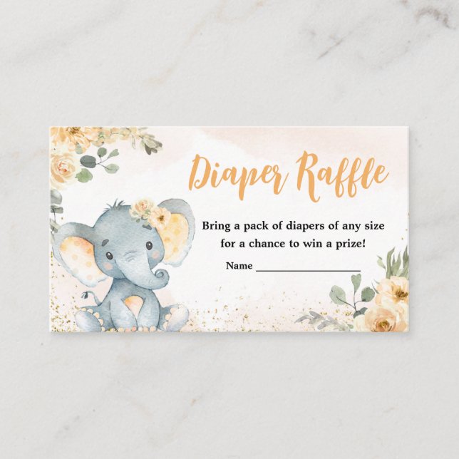Carte D'accompagnement Flore Automne Elephant Baby shower Déchets Raffle (Devant)