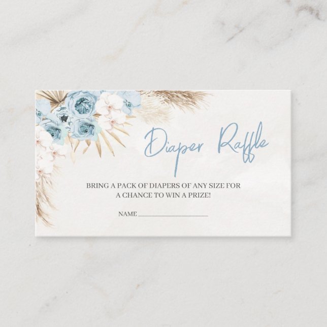 Carte D'accompagnement Flore Bleu Pampas Baby shower Grass Déchets Raffin (Devant)