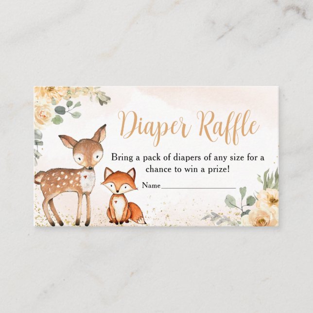 Carte D'accompagnement Flore Bois Animaux Baby shower Déchets Raffle (Devant)