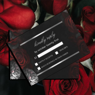 Carte D'accompagnement Flore rouge noir foncé Moody