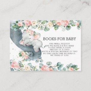 Carte D'accompagnement Flore Vert bébé éléphant Apporter un livre à la pl