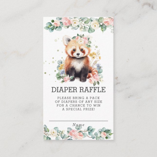 Carte D'accompagnement Flore Vert Rouge Panda Baby Déchets Raffle (Devant)