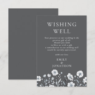 Carte D'accompagnement Flores modernes qui souhaitent bien gris Mariage