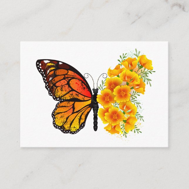 Carte D'accompagnement Flower Butterfly with Yellow California Poppy (Devant)