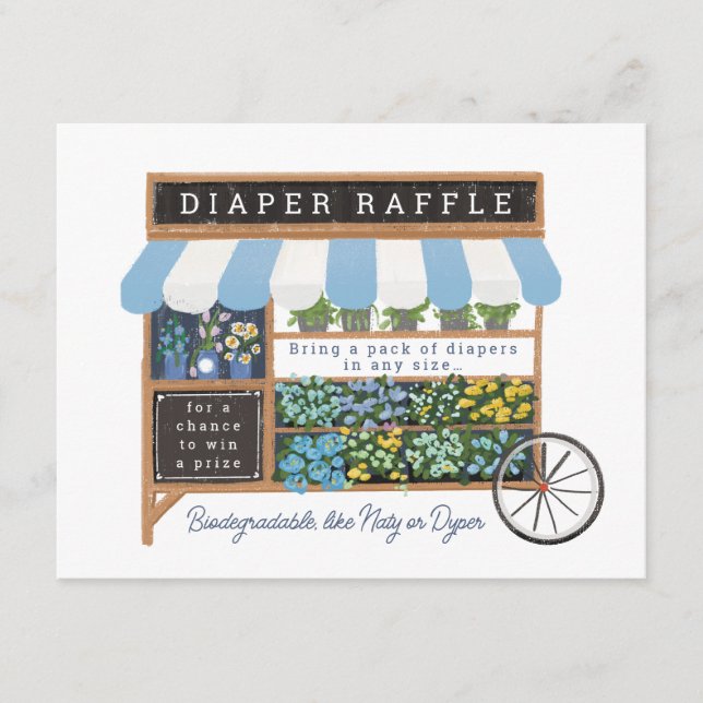 Carte D'accompagnement Flower Cart Farmers Market Baby Blue Diaper Raffle (Devant)
