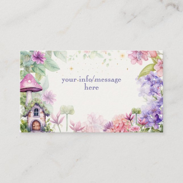 Carte D'accompagnement Flutter et tourbillon Fairy garden aquarelle anniv (Devant)