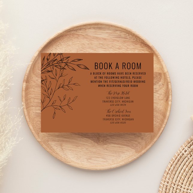 Carte D'accompagnement Foliage délicat | Terre cuite | Hôtels mariages (Créateur téléchargé)