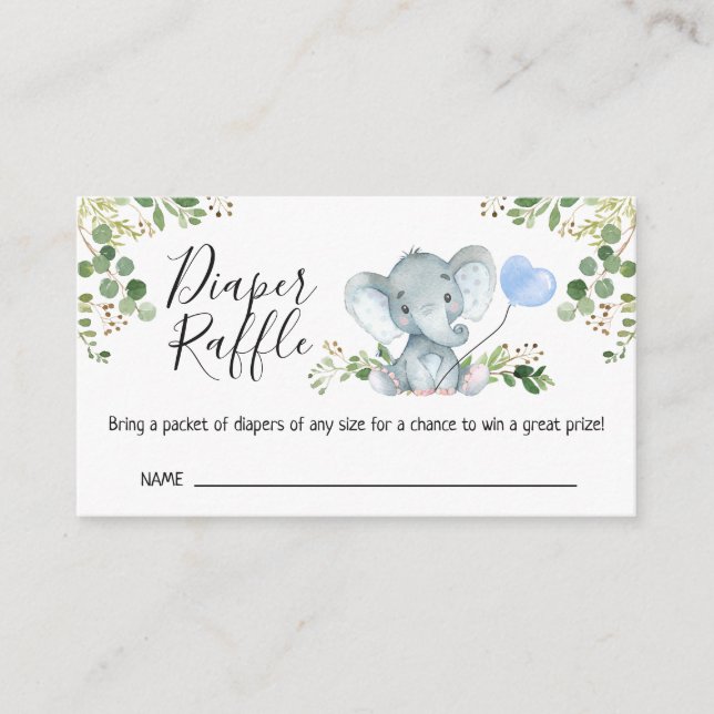 Carte D'accompagnement Foliage éléphant Baby shower Déchets Raffle (Devant)