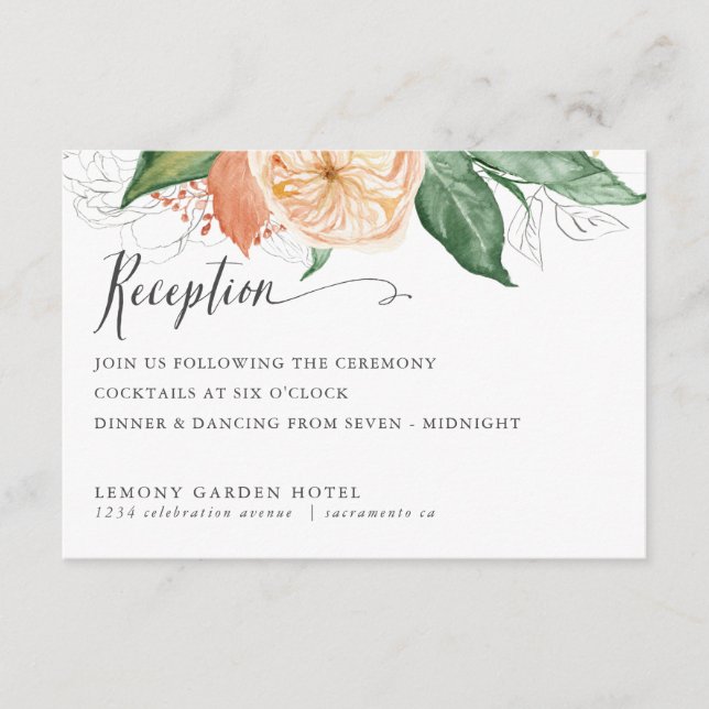 Carte D'accompagnement Foliage fin été Green Chic RÉCEPTION DE MARIAGE (Devant)