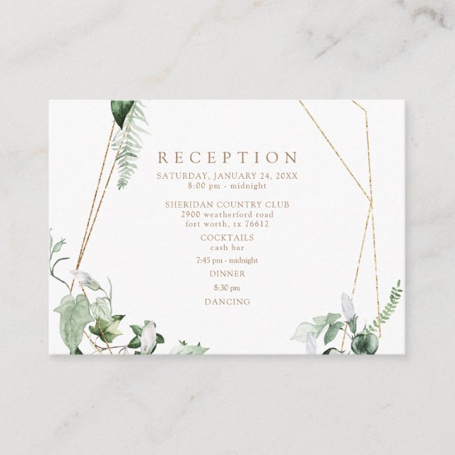 Carte D'accompagnement Folift Réception Gold & White Mariage (Devant)